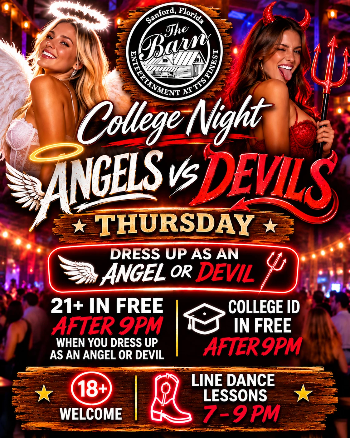 Angels vs Devils College Night at The Barn in Sanford